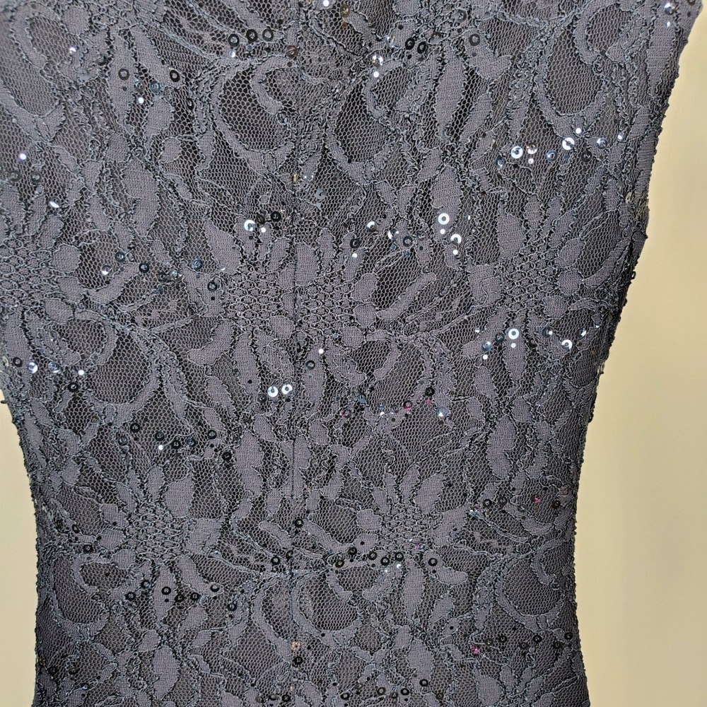 Lauren Ralph Lauren Navy Blue Sequin Floral Lace Cowl Neck Dress Womens 8 party - Picture 12 of 13